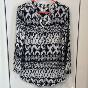 Soyaconcept Black & White Geometric Button‑Down Blouse – Size M